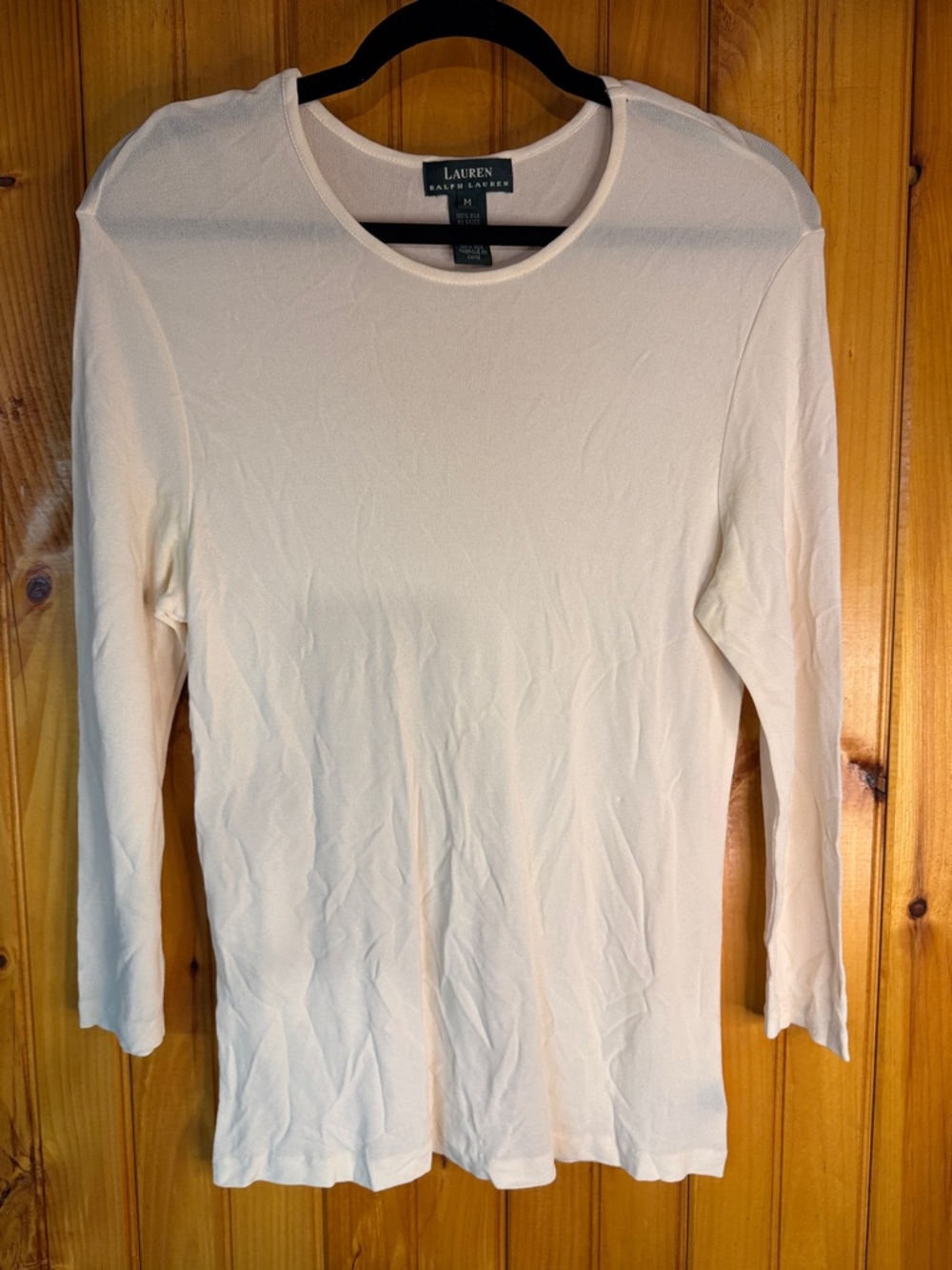 Lauren Ralph Lauren 100% Ivory Long-Sleeve Crewneck Top